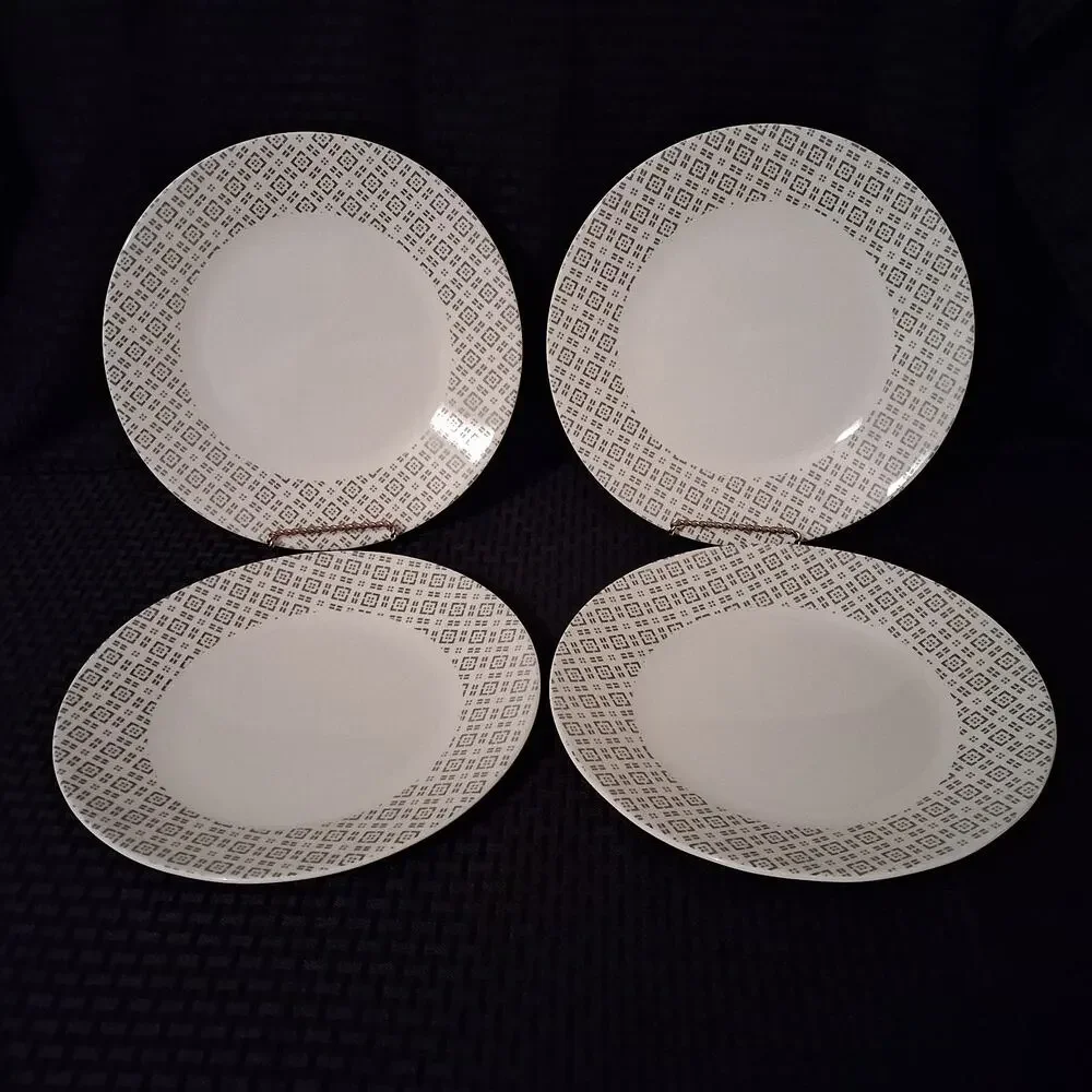 Set of 4 Corelle Boutique Farmstead Gray Dinner Plates 11